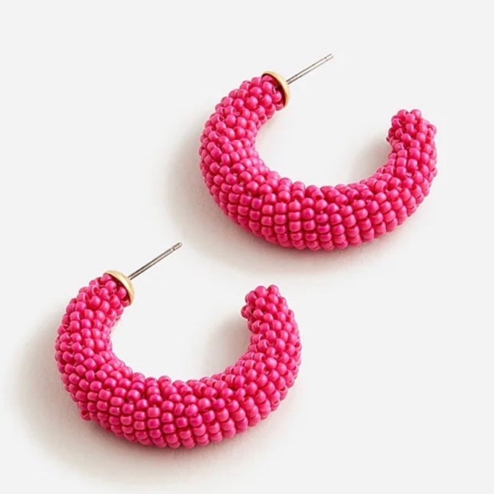 J. Crew Hot Pink Beaded Earrings